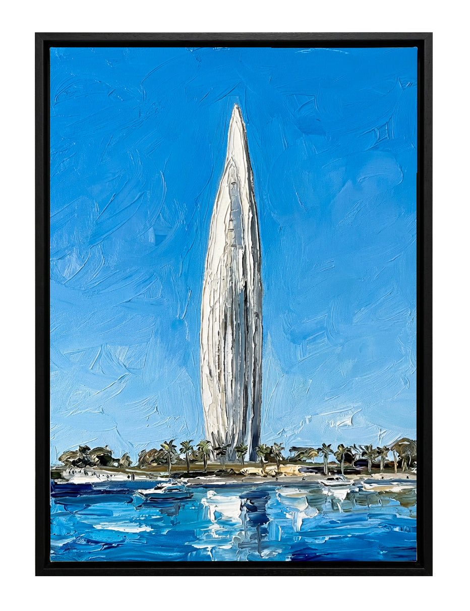 Tableau Éclat de Rabat : La Tour Mohammed VI en Peinture Impasto