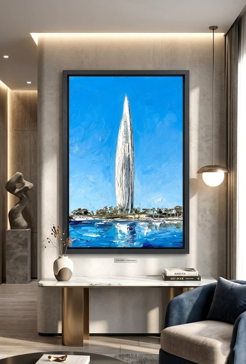 Tableau Éclat de Rabat : La Tour Mohammed VI en Peinture Impasto